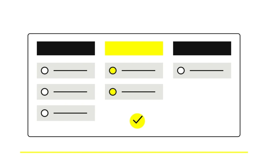 Tablero de trabajo con tareas organizadas en distintas fases.