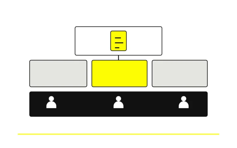Bloques de recursos y personas forman una estructura de marketing.