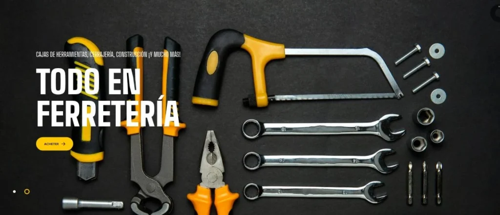 Portada de Goxa Industrial con el banner Todo en ferretería y herramientas sobre fondo oscuro.