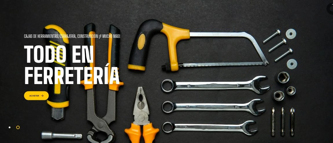 Portada de Goxa Industrial con el banner Todo en ferretería y herramientas sobre fondo oscuro.