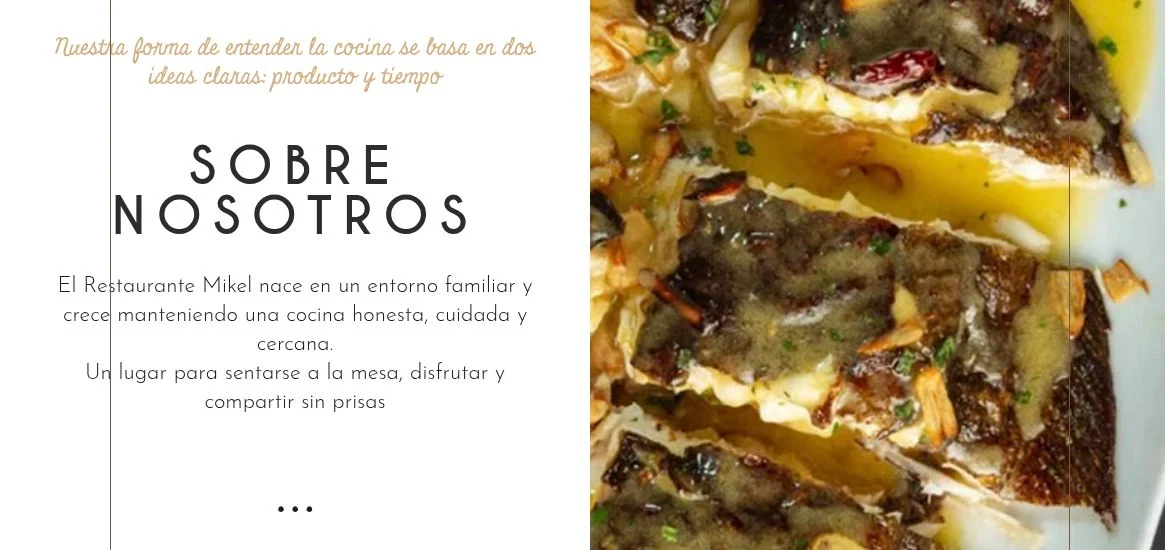 Proyecto realizado por VITE: sección de presentación de la web de Restaurante Mikel.