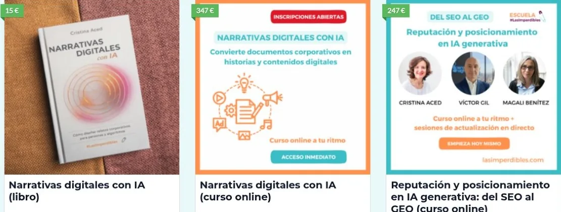 Las Imperdibles de Cristina Aced: cursos y publicaciones de comunicación digital