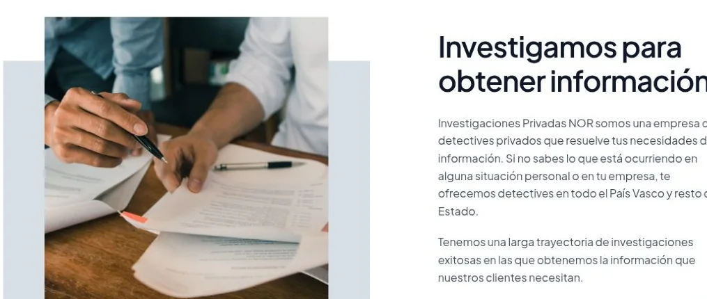 Investigaciones Privadas NOR: sección de presentación