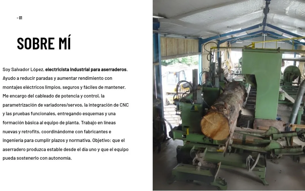 Salvilop · Salvador López: electricidad industrial y aserrado