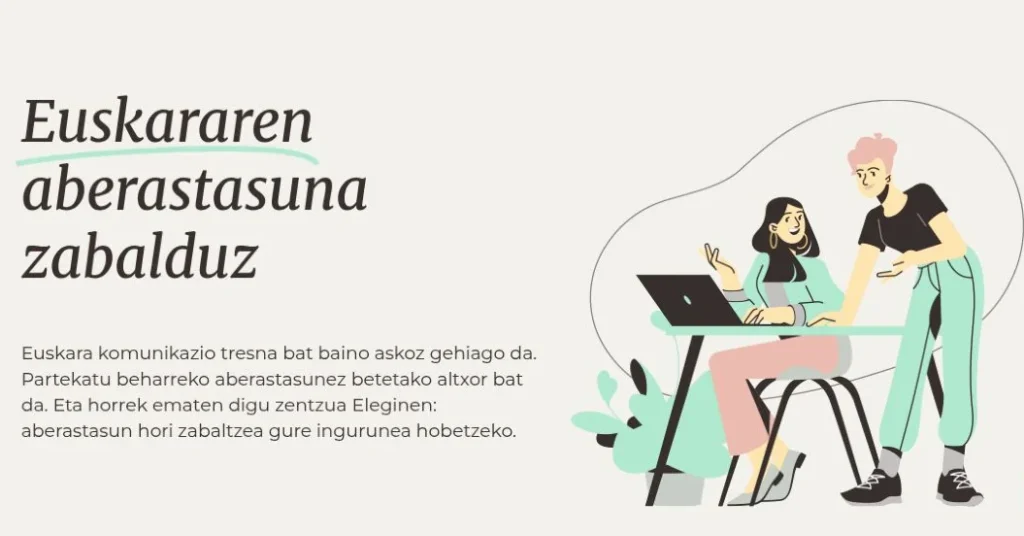 Elegin Euskara Zerbitzua: portada e ilustración de servicios de euskera