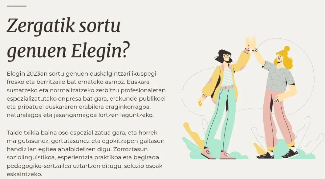 Elegin Euskara Zerbitzua: historia e ilustración del equipo elegin